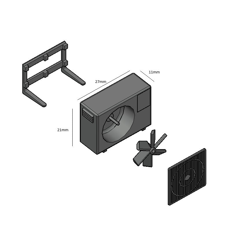 Airco systeem met ophangbeugel AWL3D schaal 1:32
