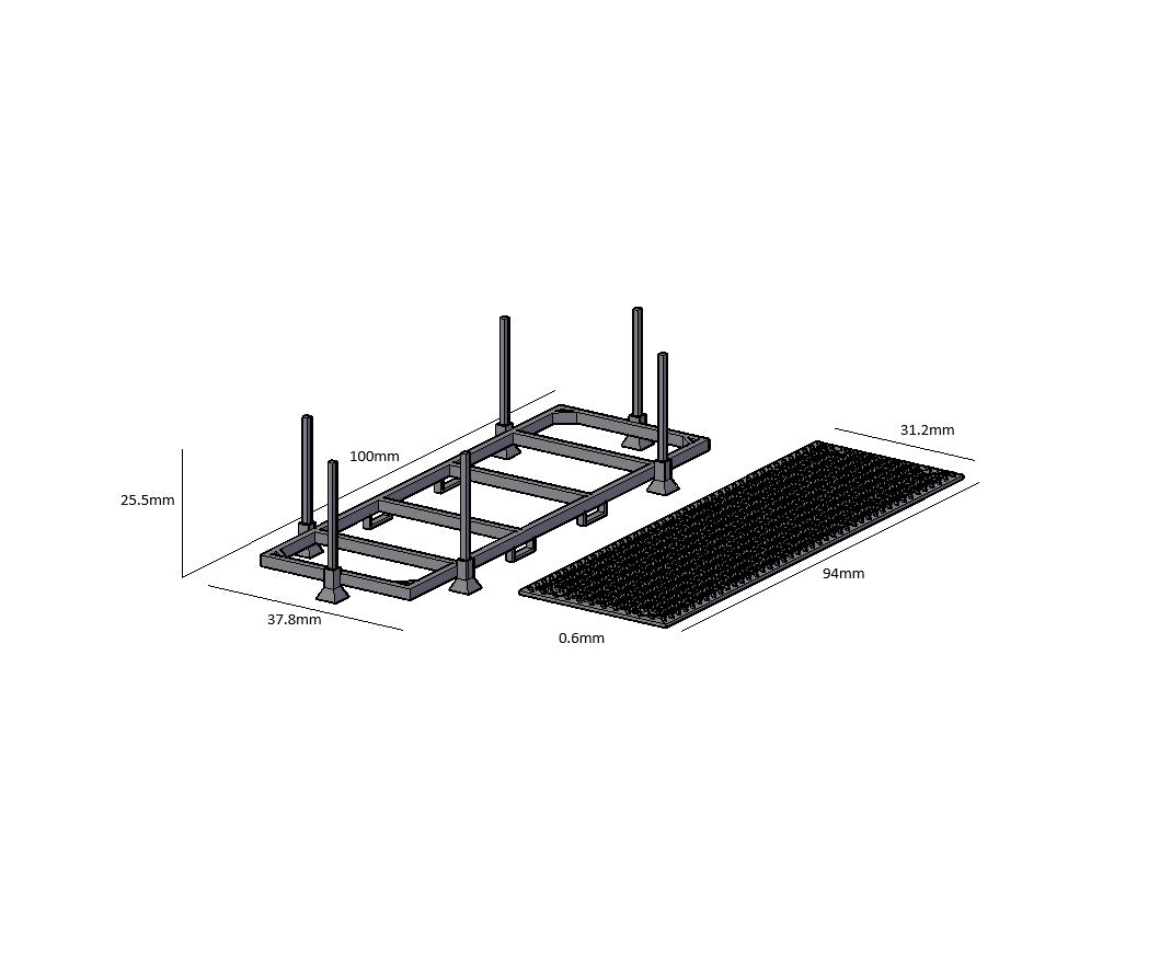 Kunstof rijplaten en transportframe schaal 1:32 AWL3D
